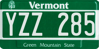 VT license plate YZZ285