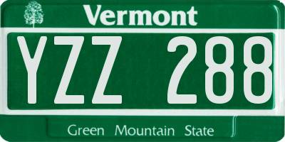 VT license plate YZZ288
