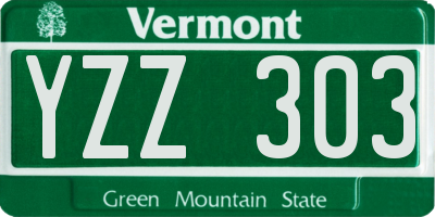 VT license plate YZZ303