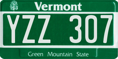 VT license plate YZZ307
