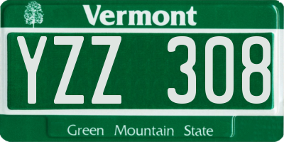 VT license plate YZZ308