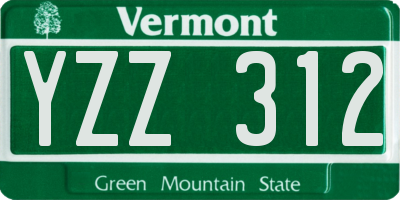 VT license plate YZZ312