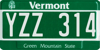 VT license plate YZZ314