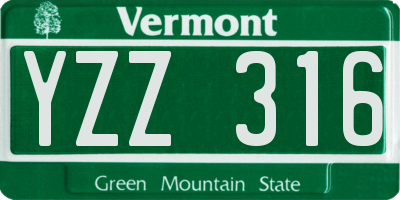 VT license plate YZZ316