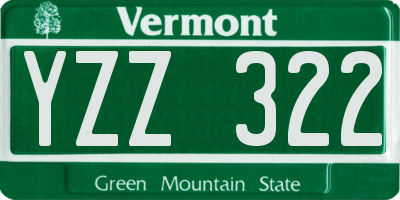 VT license plate YZZ322