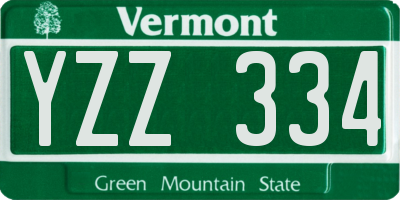 VT license plate YZZ334