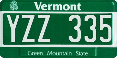 VT license plate YZZ335
