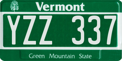 VT license plate YZZ337