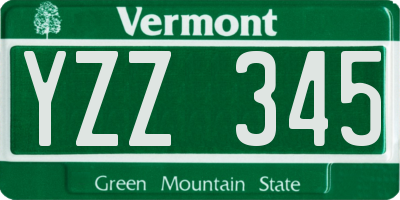 VT license plate YZZ345