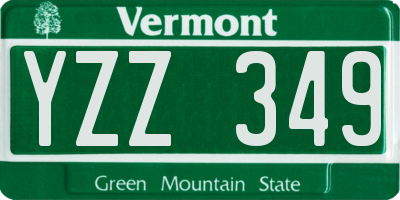 VT license plate YZZ349