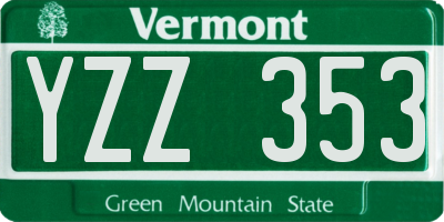 VT license plate YZZ353