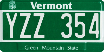 VT license plate YZZ354