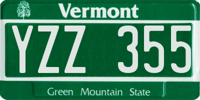 VT license plate YZZ355
