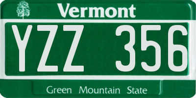 VT license plate YZZ356