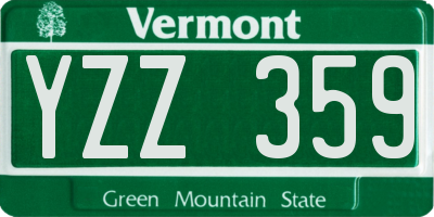 VT license plate YZZ359