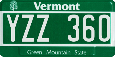 VT license plate YZZ360