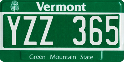 VT license plate YZZ365