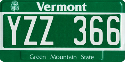 VT license plate YZZ366