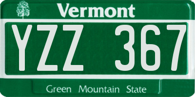 VT license plate YZZ367