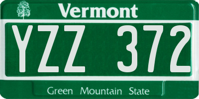 VT license plate YZZ372