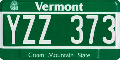 VT license plate YZZ373