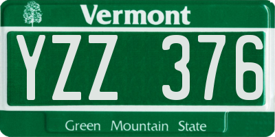 VT license plate YZZ376