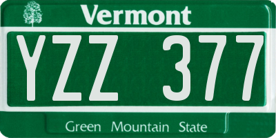VT license plate YZZ377