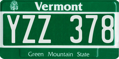 VT license plate YZZ378