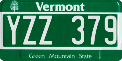 VT license plate YZZ379