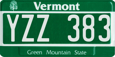 VT license plate YZZ383