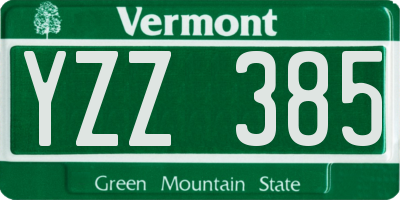 VT license plate YZZ385