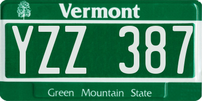 VT license plate YZZ387
