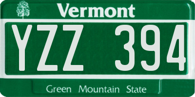 VT license plate YZZ394