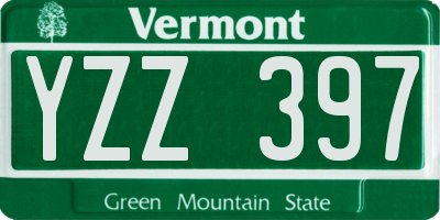VT license plate YZZ397