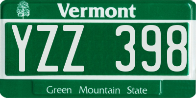 VT license plate YZZ398