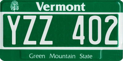VT license plate YZZ402