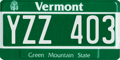 VT license plate YZZ403