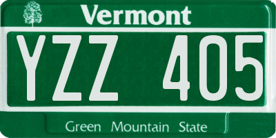 VT license plate YZZ405