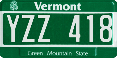 VT license plate YZZ418