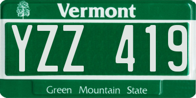 VT license plate YZZ419