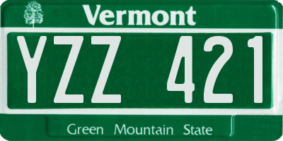 VT license plate YZZ421
