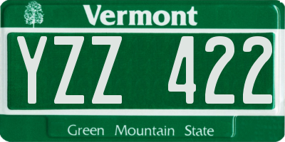 VT license plate YZZ422