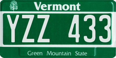 VT license plate YZZ433