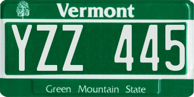 VT license plate YZZ445