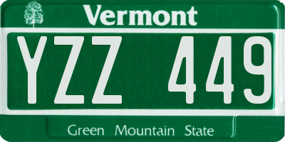VT license plate YZZ449