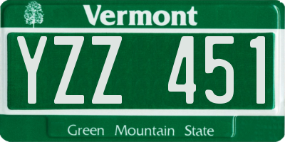 VT license plate YZZ451