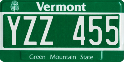 VT license plate YZZ455