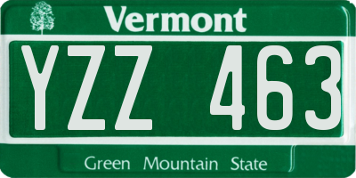 VT license plate YZZ463