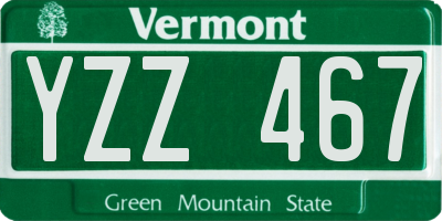 VT license plate YZZ467