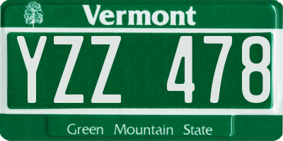 VT license plate YZZ478